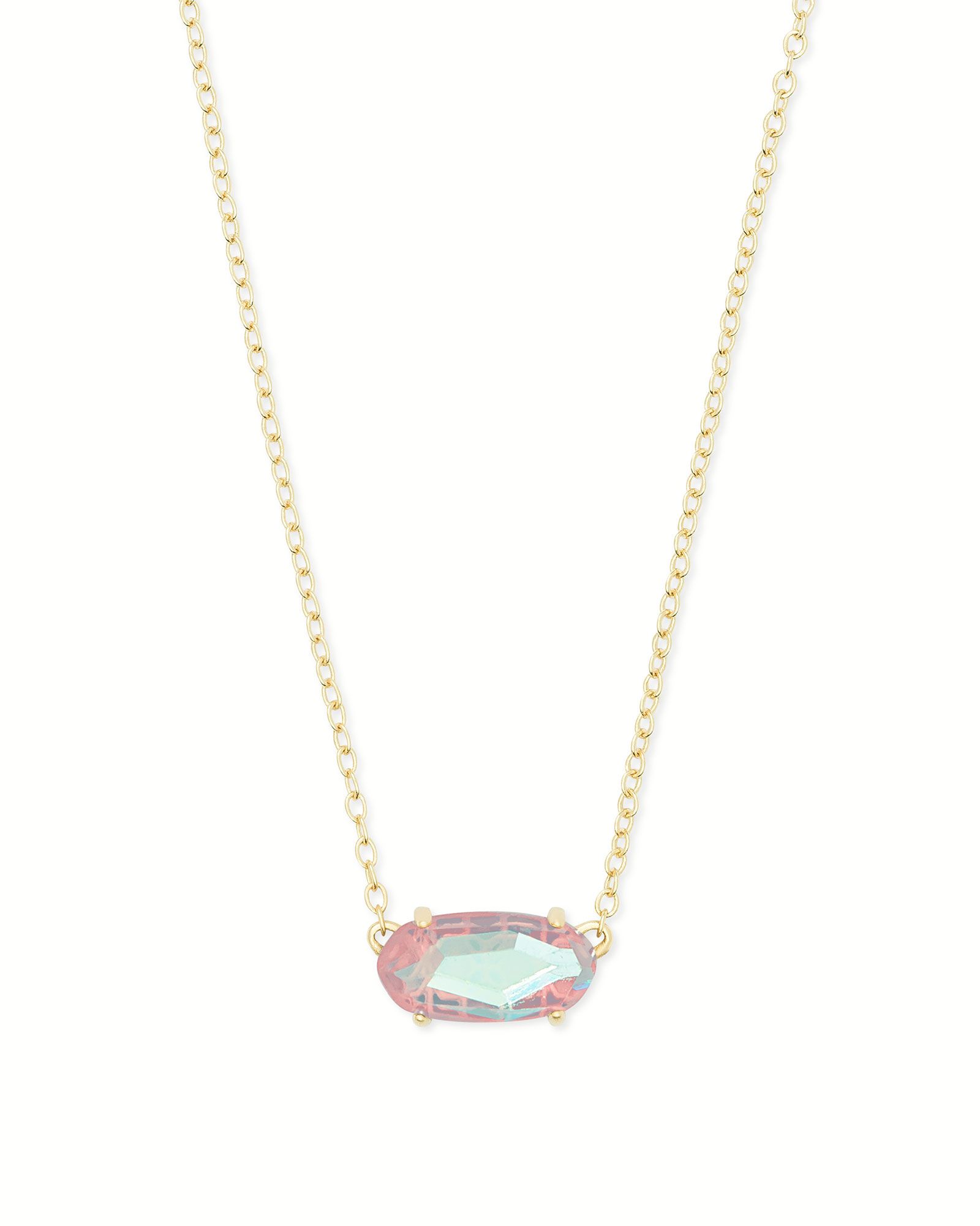 Ever Gold Pendant Necklace in Blush Dichroic Glass | Kendra Scott