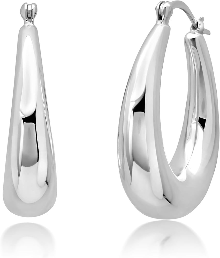 Sterling Silver Lightweight Click Top Hoop Earrings in Various Styles | Amazon (US)
