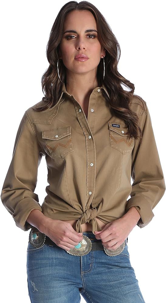 Wrangler Women’s Long Sleeve Western Snap Work Shirt | Amazon (US)