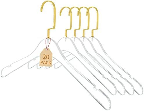 Amazon.com: Gold Acrylic Hangers 20 Pack Crystal Clear Clothes Hangers Clothing Standard Hangers ... | Amazon (US)