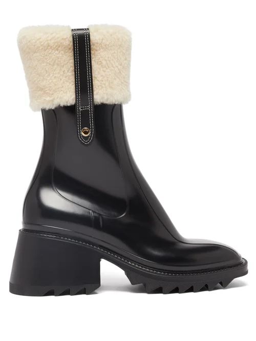 Chloé - Betty Shearling-cuff Rubber Ankle Boots - Womens - Black | Matches (UK)