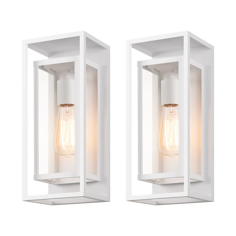 Rasharkin Classic Outdoor Wall Sconce 1 Light Rectangular Metal Frame and Clear Glass Shade Water... | Wayfair North America