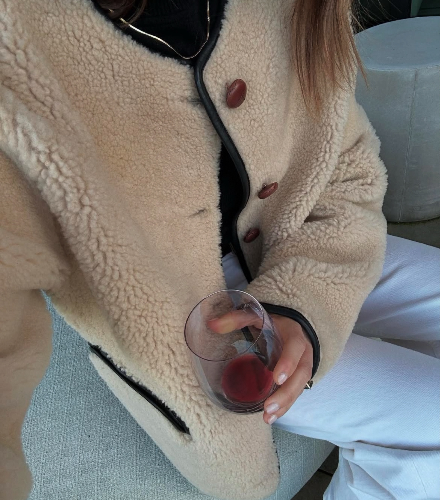 What I wore on a chilly day in wine country — Napa is fairly casual but I always like to look nicer. White jeans are always a good option and my preference over blue at the nicer wineries / restaurants during the day.
