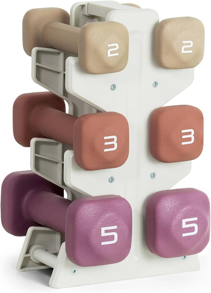 Tone Fitness Neoprene Dumbbell Set with Storage Rack – Non-Slip, Anti-Roll Hand Weights for Hom... | Amazon (US)