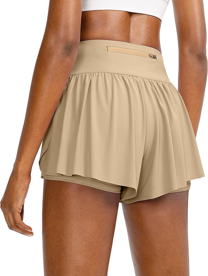 Flowy Running Shorts for Women with 4 Pockets 2 in 1 High Waisted Women's Butterfly Workout Athle... | Amazon (US)