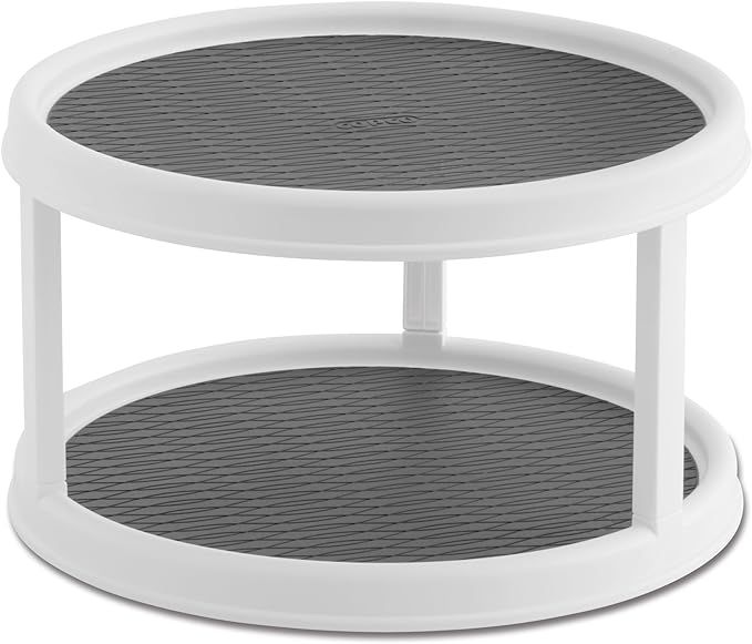 Copco 2555-0187 Non-Skid 2-Tier Pantry Cabinet Lazy Susan Turntable, 12-Inch, White/Gray | Amazon (US)