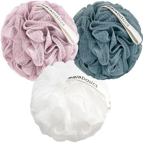 MainBasics Bath Shower Loofah Sponge Pouf Body Scrubber Exfoliator Body Wash Sponge (Set of 3, Ai... | Amazon (US)