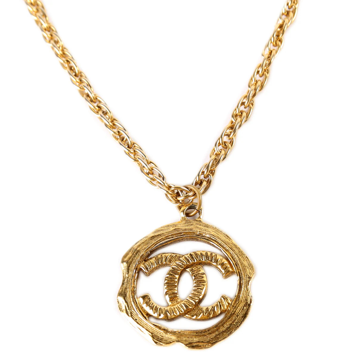 CC Circle Pendant On Chain Vintage Necklace | Keeks Designer Handbags