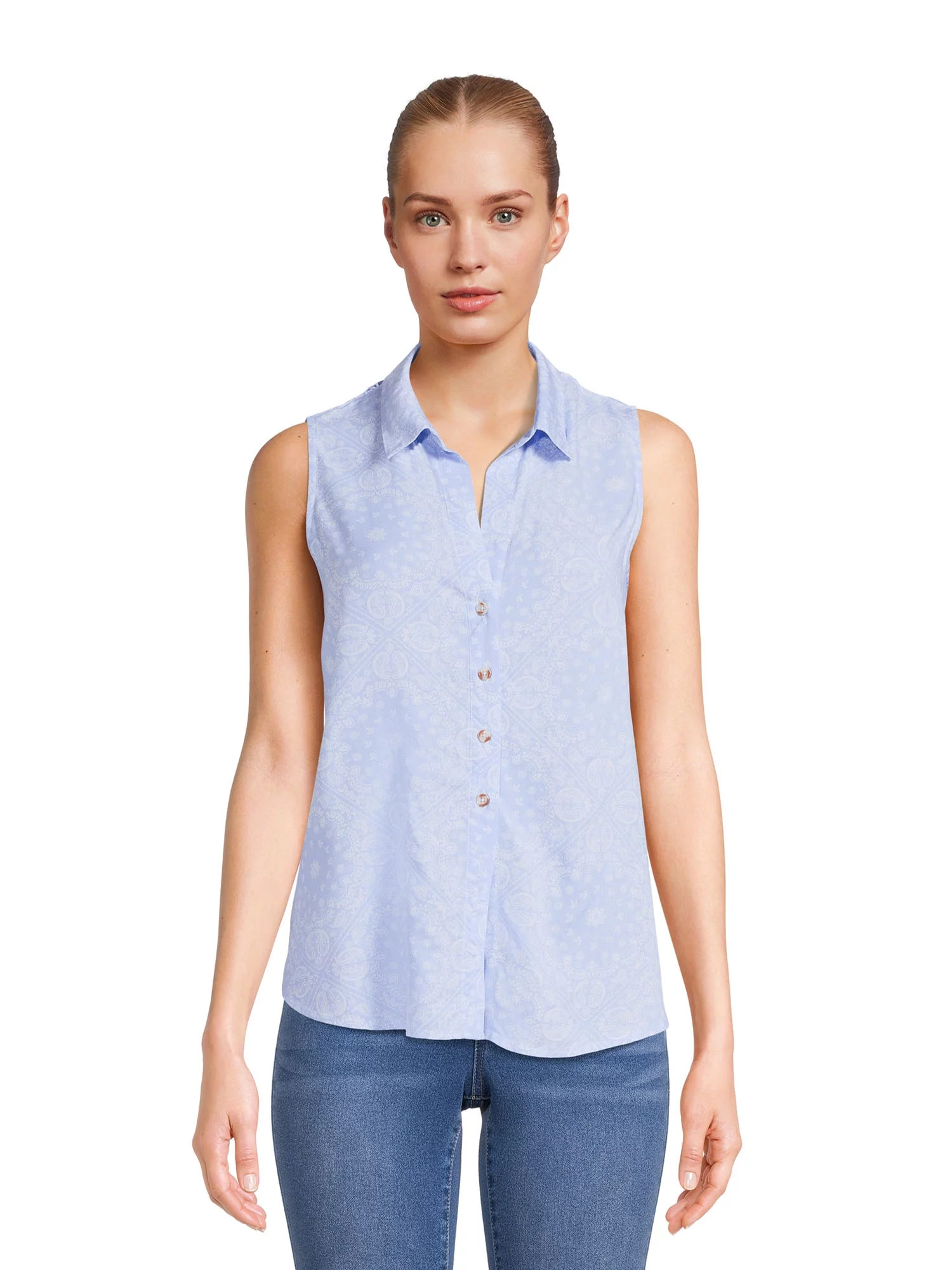 No Boundaries Juniors Sleeveless Lace Back Shirt | Walmart (US)