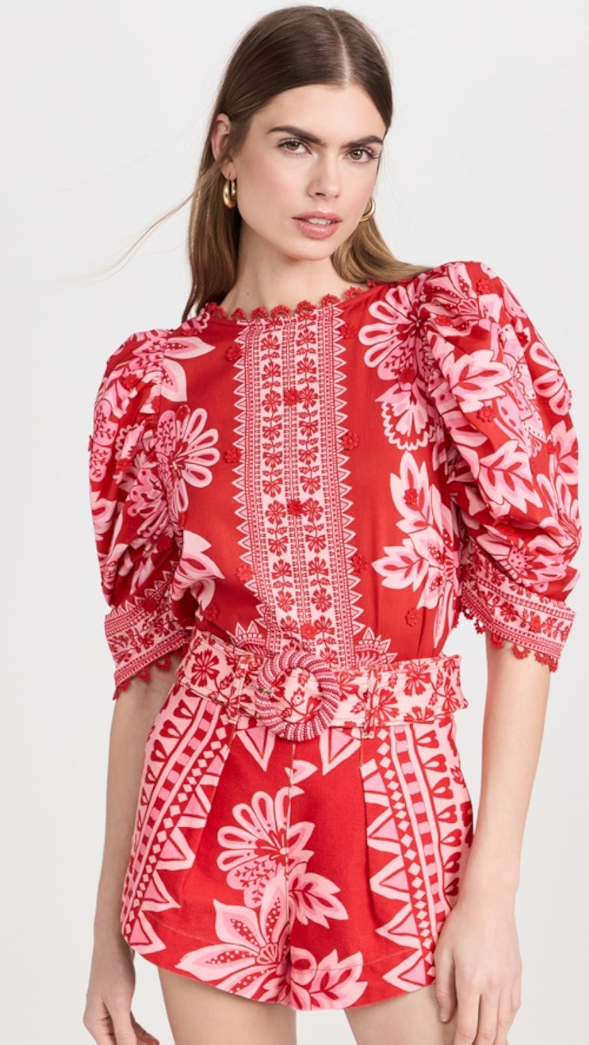 Flora Tapestry Red Blouse | Shopbop