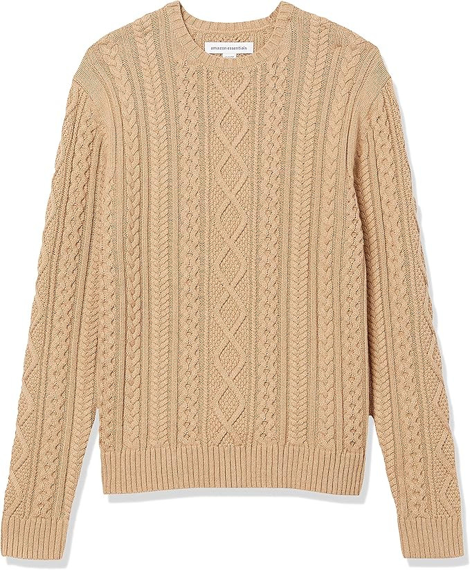 Amazon Essentials Men's Long-Sleeve 100% Cotton Fisherman Cable Crewneck Sweater | Amazon (US)