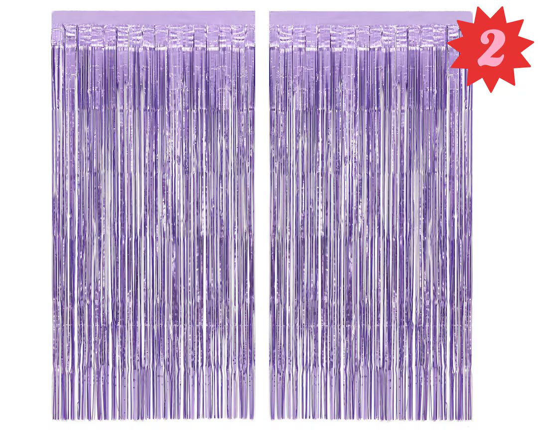 xo, Fetti Bachelorette Party Decorations Matte Purple Fringe Foil Curtain - Set of 2 | Bridal Sho... | Etsy (US)