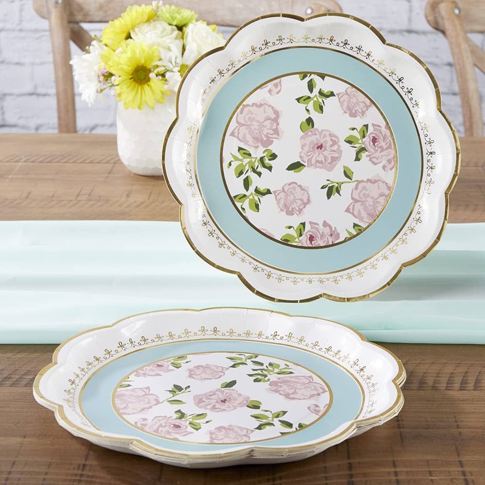 Kate Aspen Vintage Floral Tea Party 9 In Premium Floral Paper Plates Blue (Set of 16), One Size, ... | Amazon (US)