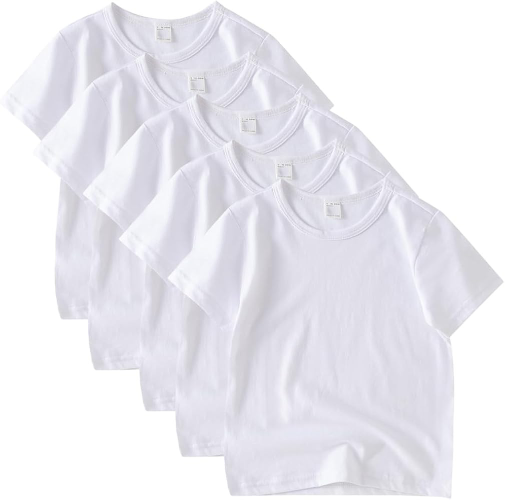 5 Pack Kids T-Shirt Cotton Short Sleeve Tee Shirts for Unisex Boys and Girls Toddler Summer Crew ... | Amazon (US)