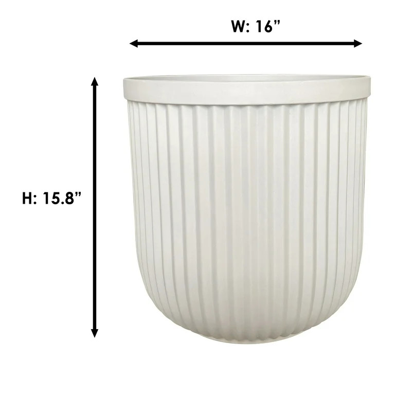 Better Homes & Gardens 16"W x 16"L x 15.8"H Ellan White Resin Plant Pot Planter | Walmart (US)