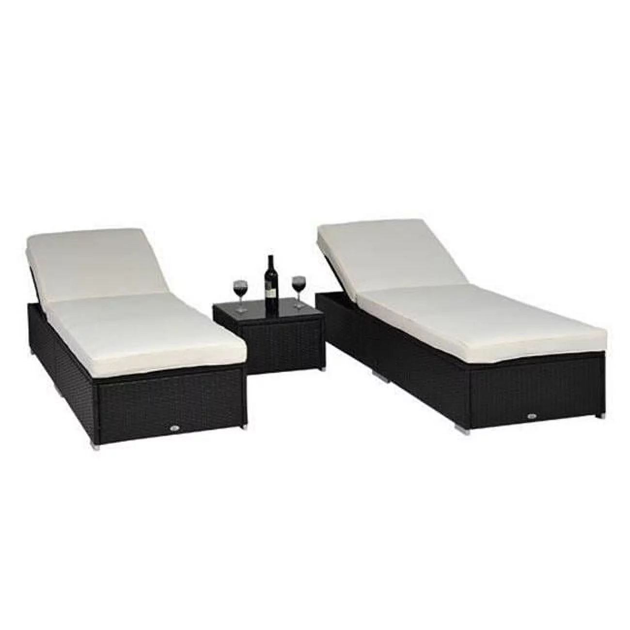 Outsunny with Cushion Wicker Outdoor Chaise Lounge, White | Walmart (US)