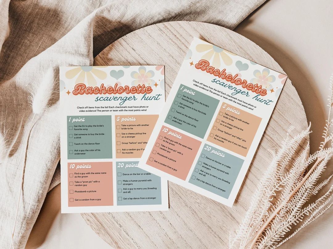 70s Bachelorette Party Drinking Games Retro Scavenger Hunt - Etsy | Etsy (US)