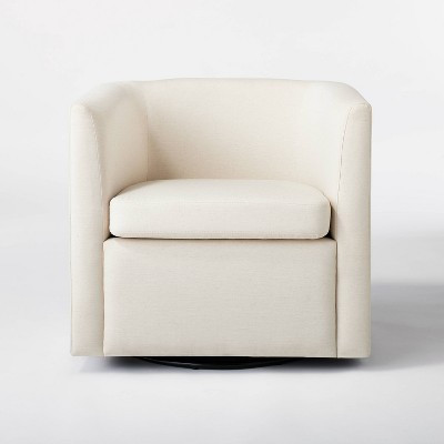 Vernon Upholstered Barrel Swivel Accent Chair Natural Linen - Threshold™ designed with Studio McGee: Polyester, Plywood Frame | Target