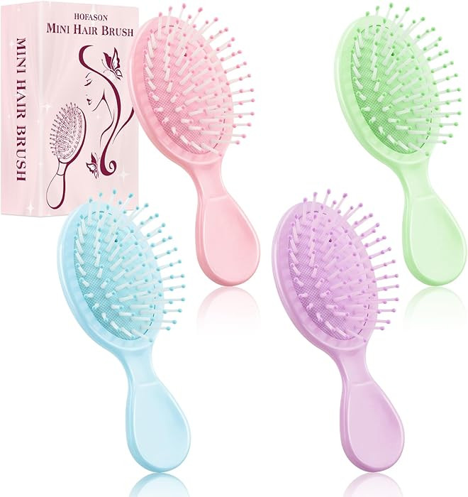 HOFASON 4 PCS Mini Wet Hair Brush Easter Basket Stuffers for Women Teens Girls, Small Hair Brush ... | Amazon (US)