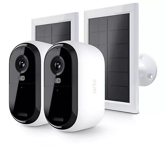 Arlo Essential Outdoor Cameras 2pk w/2 Solar Panel Chargers - QVC.com | QVC