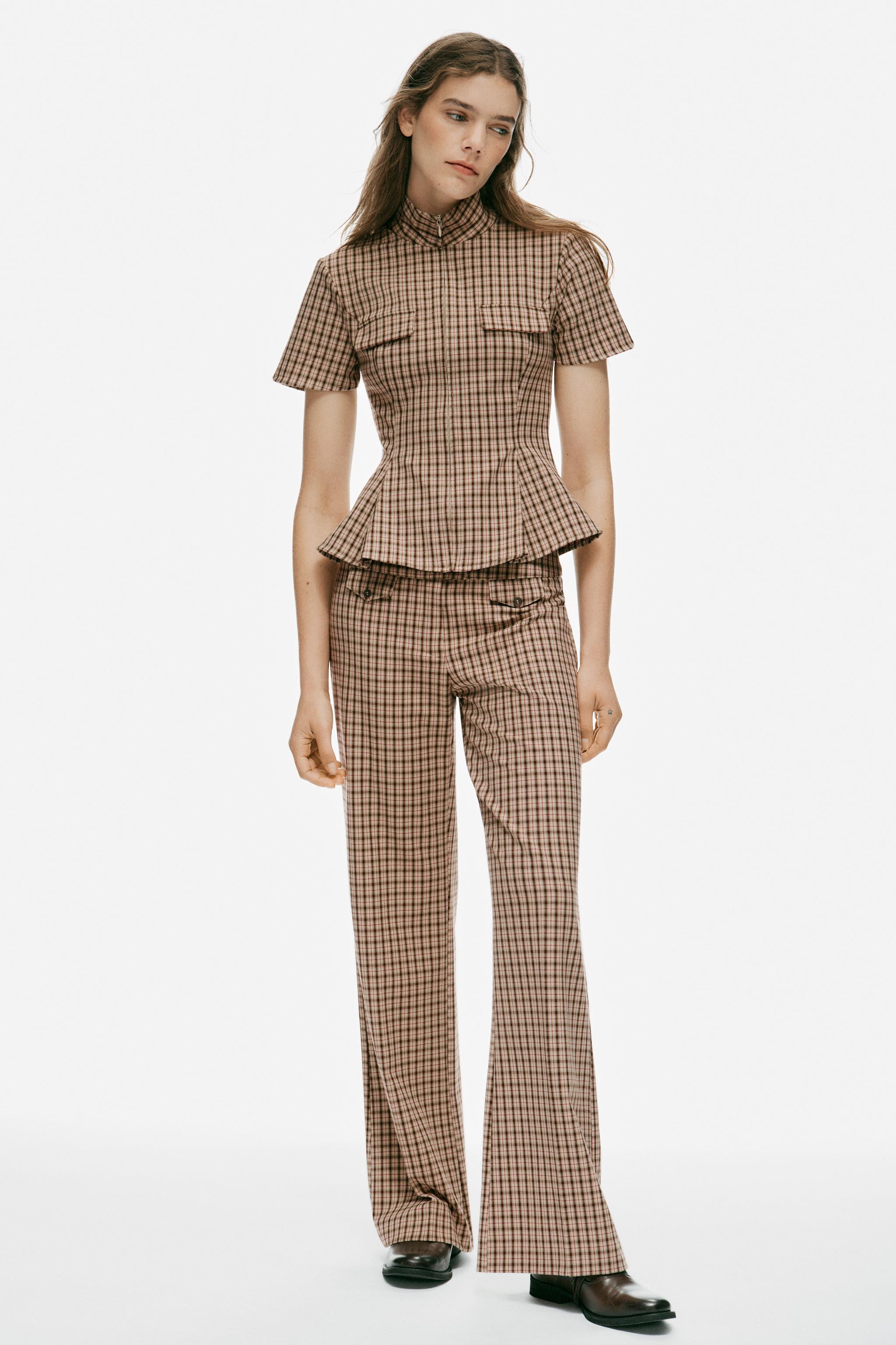 PLAID ZIP-UP TOP | Zara US