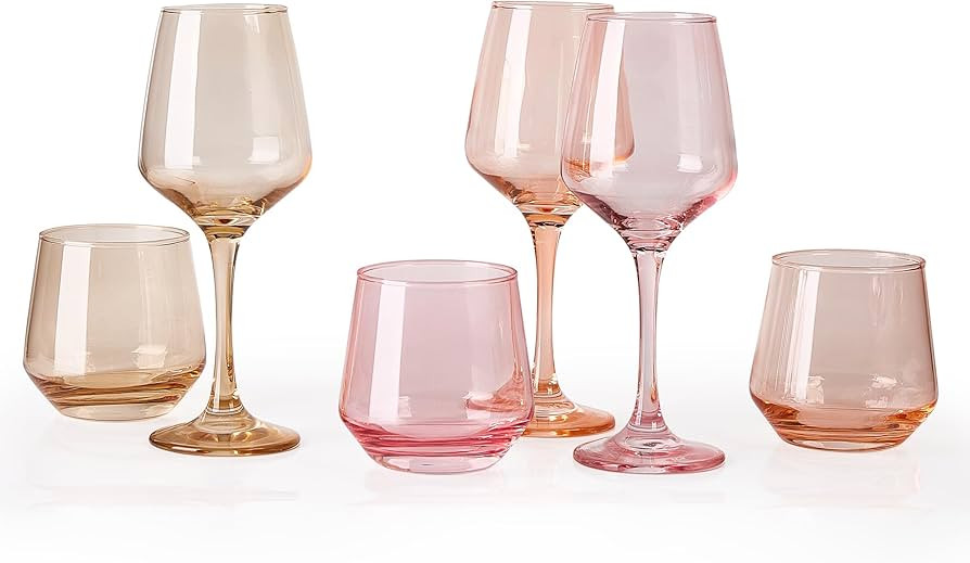 Colored Crystal Wine Glassware,13oz Stemmed wine glass, 12oz stemless Set,for Home Dinning, Bar a... | Amazon (US)