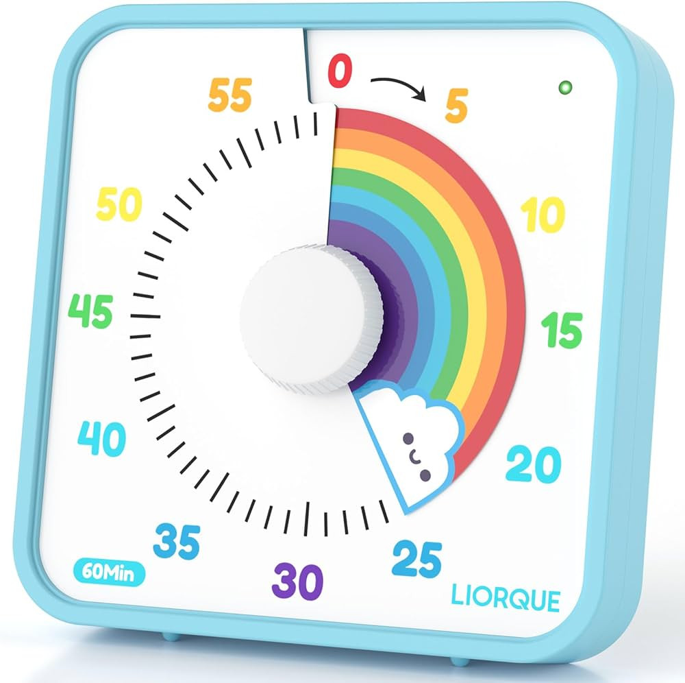 LIORQUE 60 Minute Visual Timer for Kids and Adults, Non-Ticking 7.5 Inch Large Visual Countdown T... | Amazon (US)