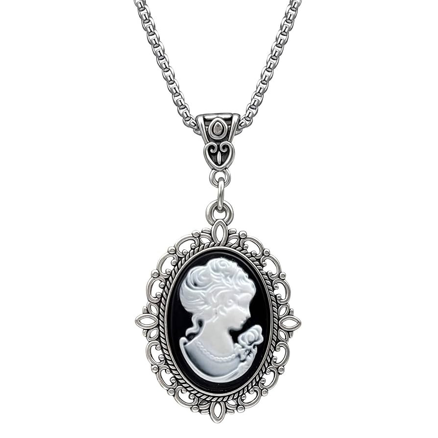 Cameo Necklace, Lady Portrait Vintage Necklace for Women, Victorian Necklace with Stainless Steel... | Amazon (US)