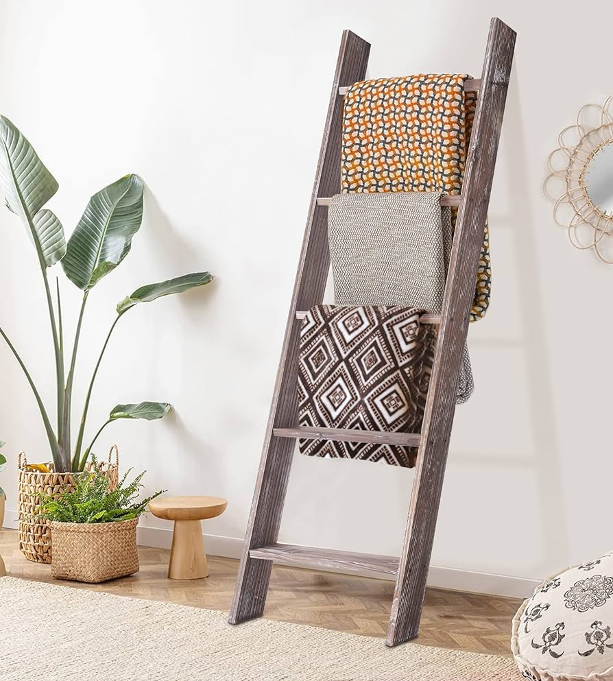 RHF 54" Extra Thick Blanket Ladder,Rustic Wood Ladder, Decorative Heave Duty Ladder for Blanket, ... | Amazon (US)