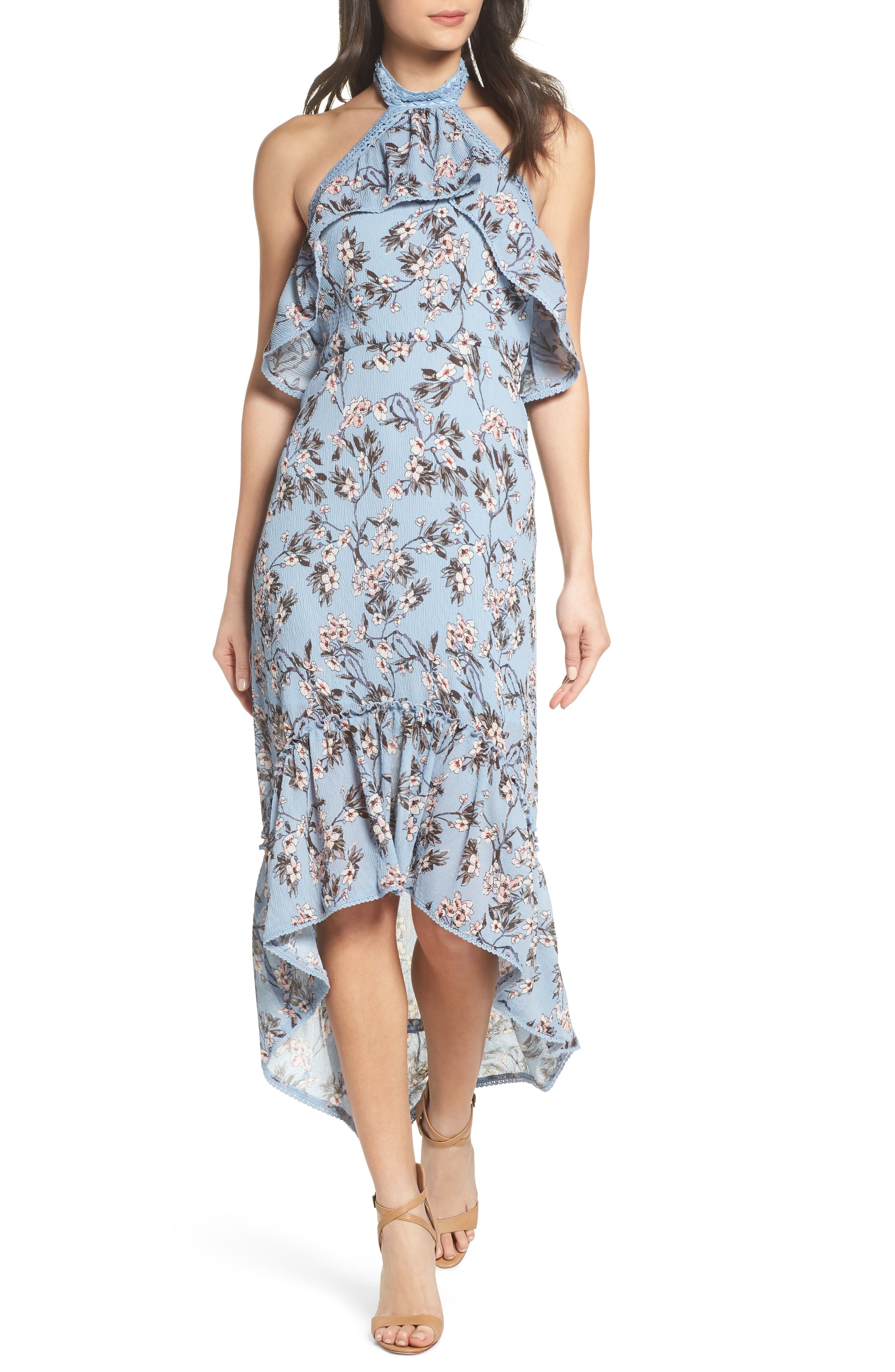 Floral Print High/Low Halter Dress | Nordstrom