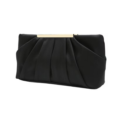 Clutch Evening Bag Elegant Pleated Satin Formal Handbag Simple Classy Purse for Women (Black) | Target