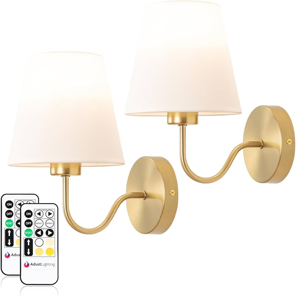 Adust Battery Operated Wall Sconce Set of Two Remote Control Dimmable Rechargeable LED Light Bulb... | Amazon (US)