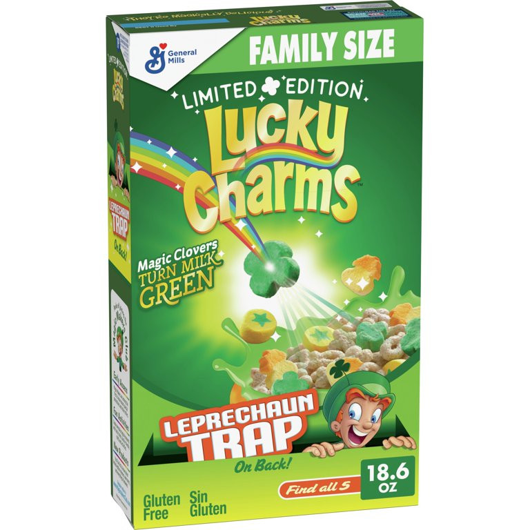 St Patricks Day Lucky Charms Cereal with Marshmallows, Family Size, 18.6 OZ | Walmart (US)