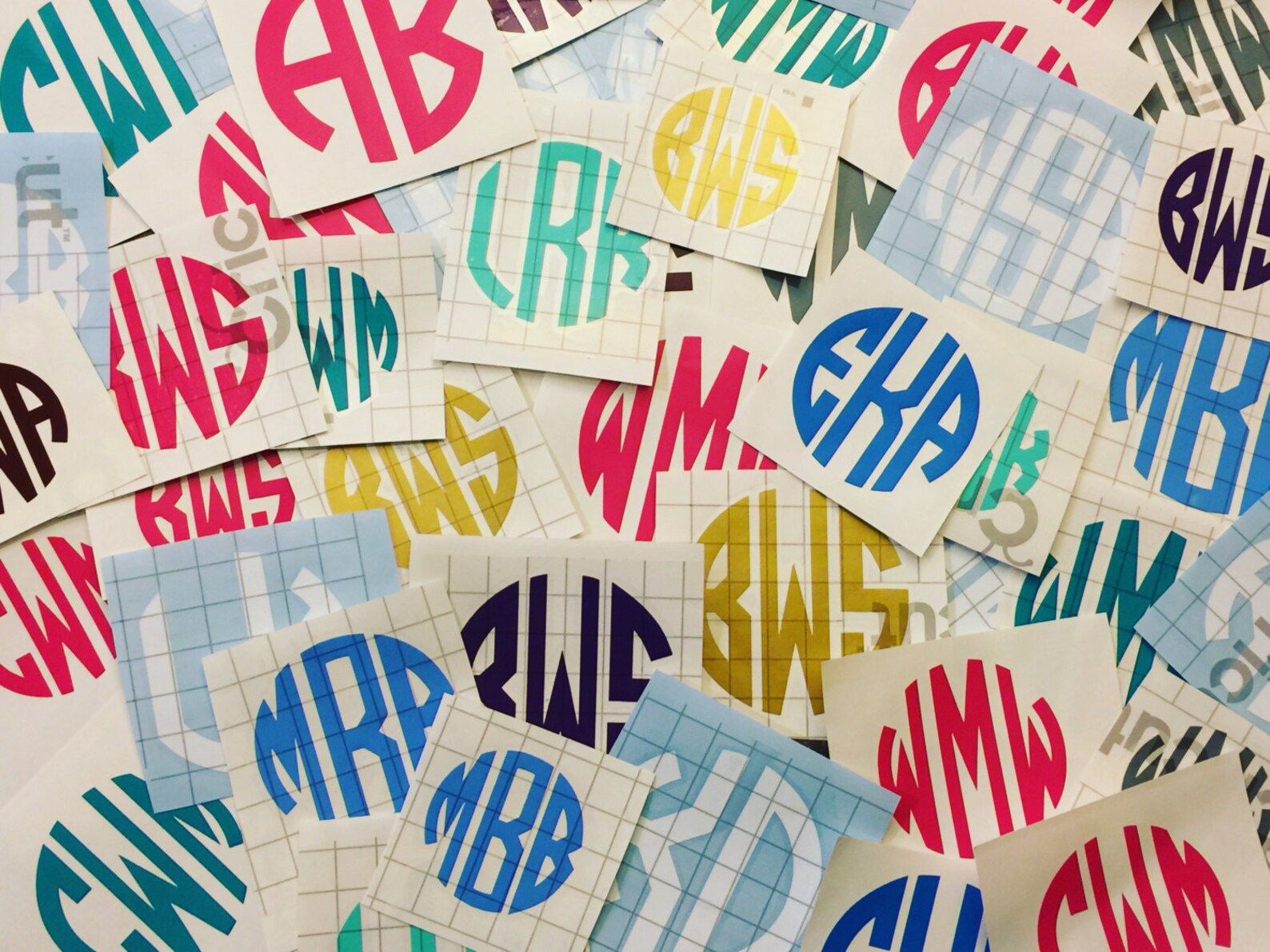 Vinyl Monogram Decal (5" or smaller) -Lots of options! | Etsy (US)
