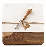 Mud Pie Marble and Wood Serving Board and Spreader, White | Amazon (US)