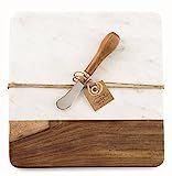 Mud Pie Marble and Wood Serving Board and Spreader, White | Amazon (US)