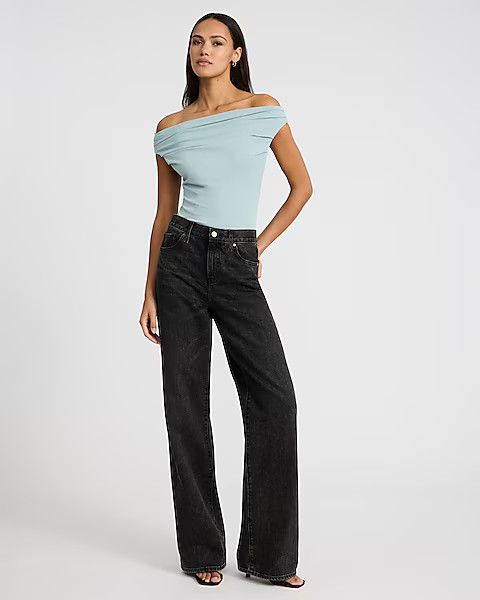 Boat Neck Cap Sleeve Ruched Bodysuit | Express