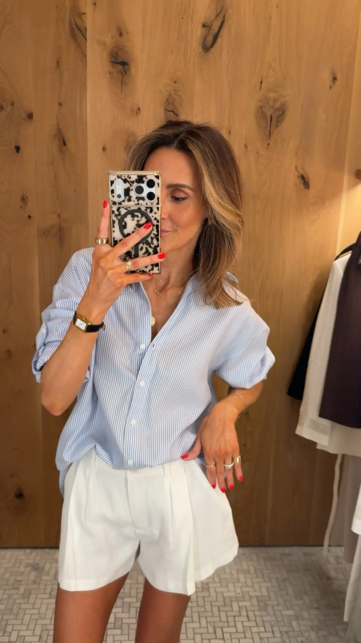 These linen shorts are a great piece to pack for vacay and wear all summer long. They are pleated with an almost flared look, fit tts. The button down fits very oversized so wearing an xxs but it’s great to wear with shorts and long enough to wear as a swimsuit cover up! This is the perfect casual Sunday look! 

#LTKootd #LTKTravel #LTKSeasonal