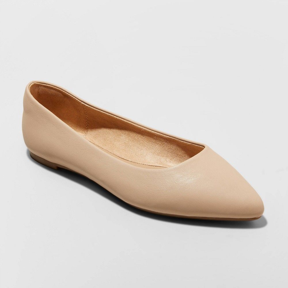 Women's Corinna Pointed Toe Ballet Flats - A New Day Tan 6 | Target
