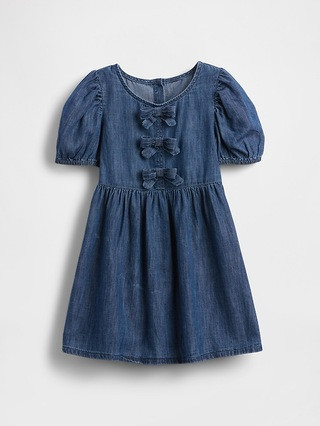 Baby & Toddler Denim Puff-Sleeve Bow Dress | Gap (US)