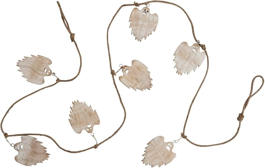 Creative Co-Op Jute and Mango Wood Ghost Garland, White | Amazon (US)