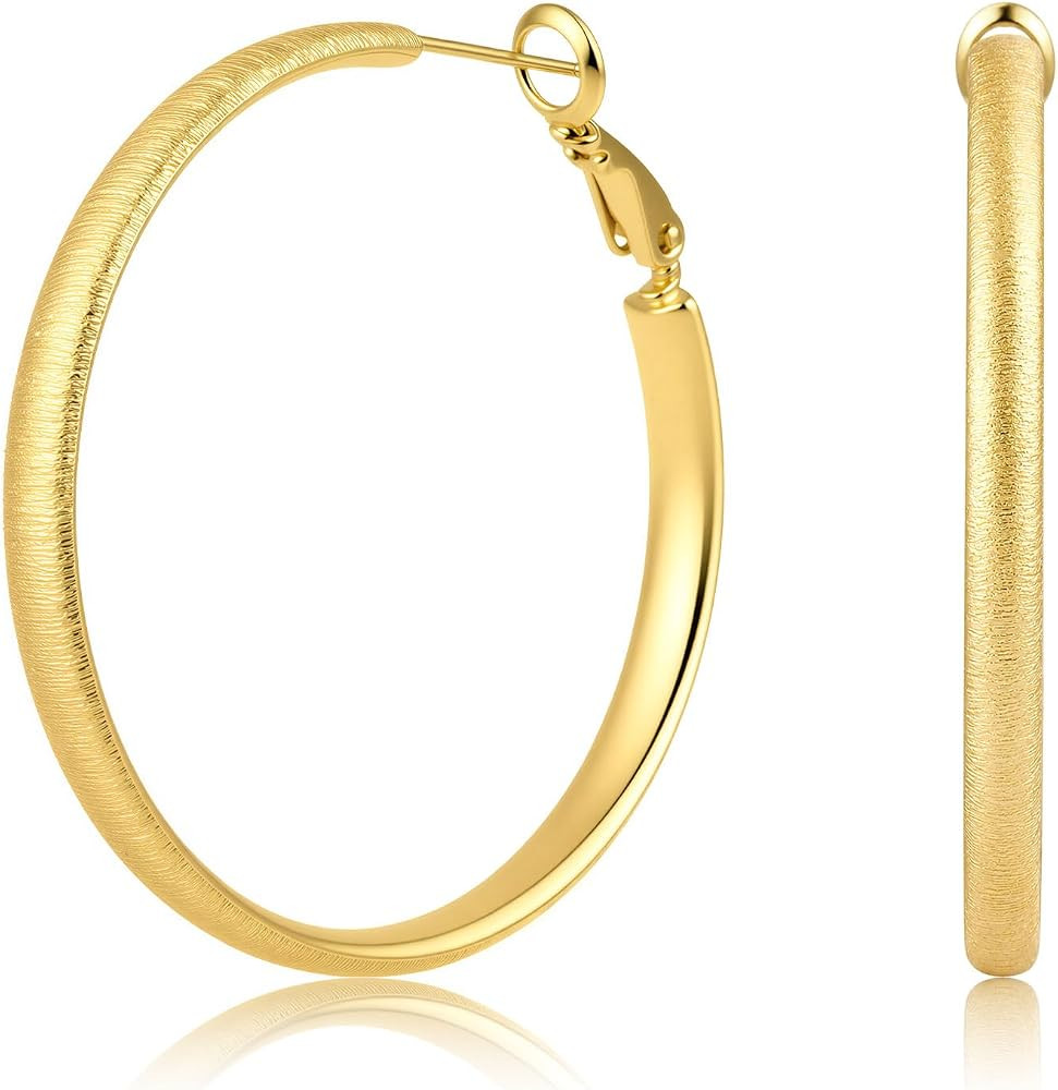 Hoop Earrings for Women, 18K Gold Plated Twisted Hoops with S925 Sterling Silver Post, Hypoallerg... | Amazon (US)