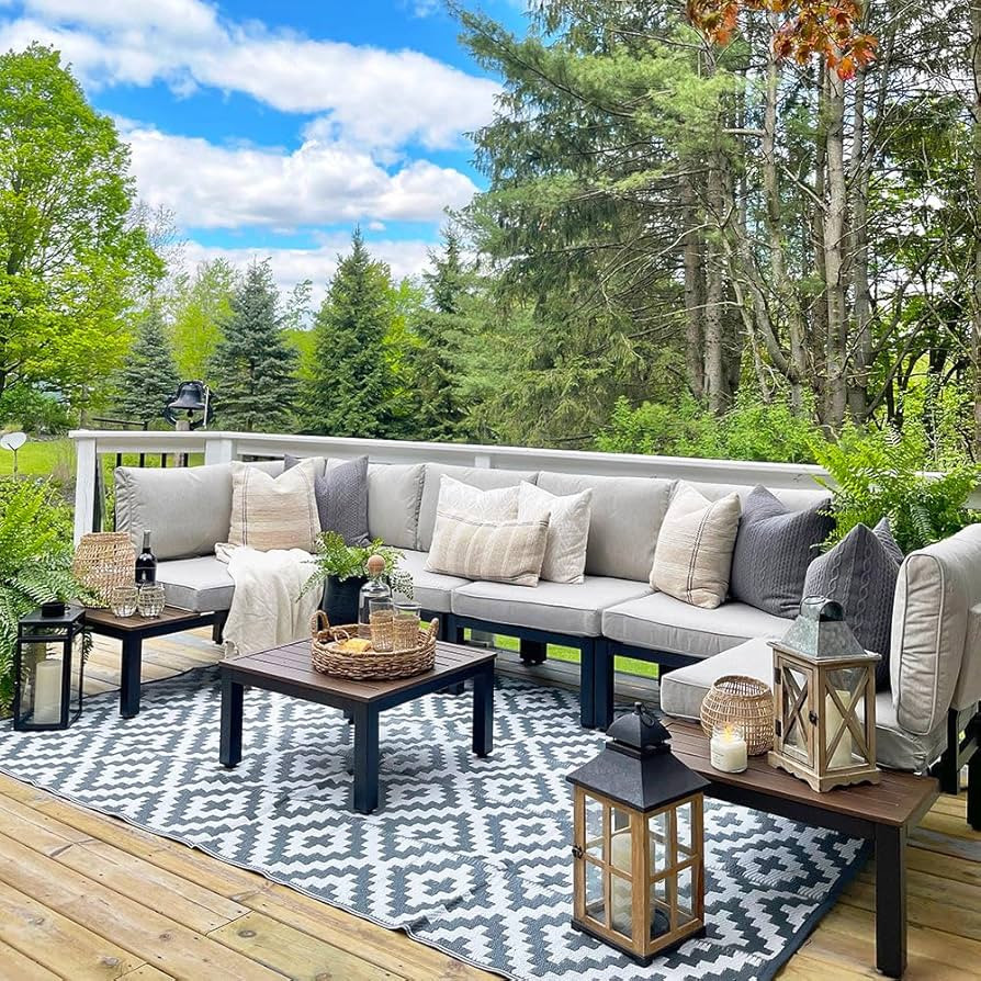 Sophia & William 6 Pieces Outdoor Patio Furniture Set, Metal Sectional Sofa Set Patio Conversatio... | Amazon (US)