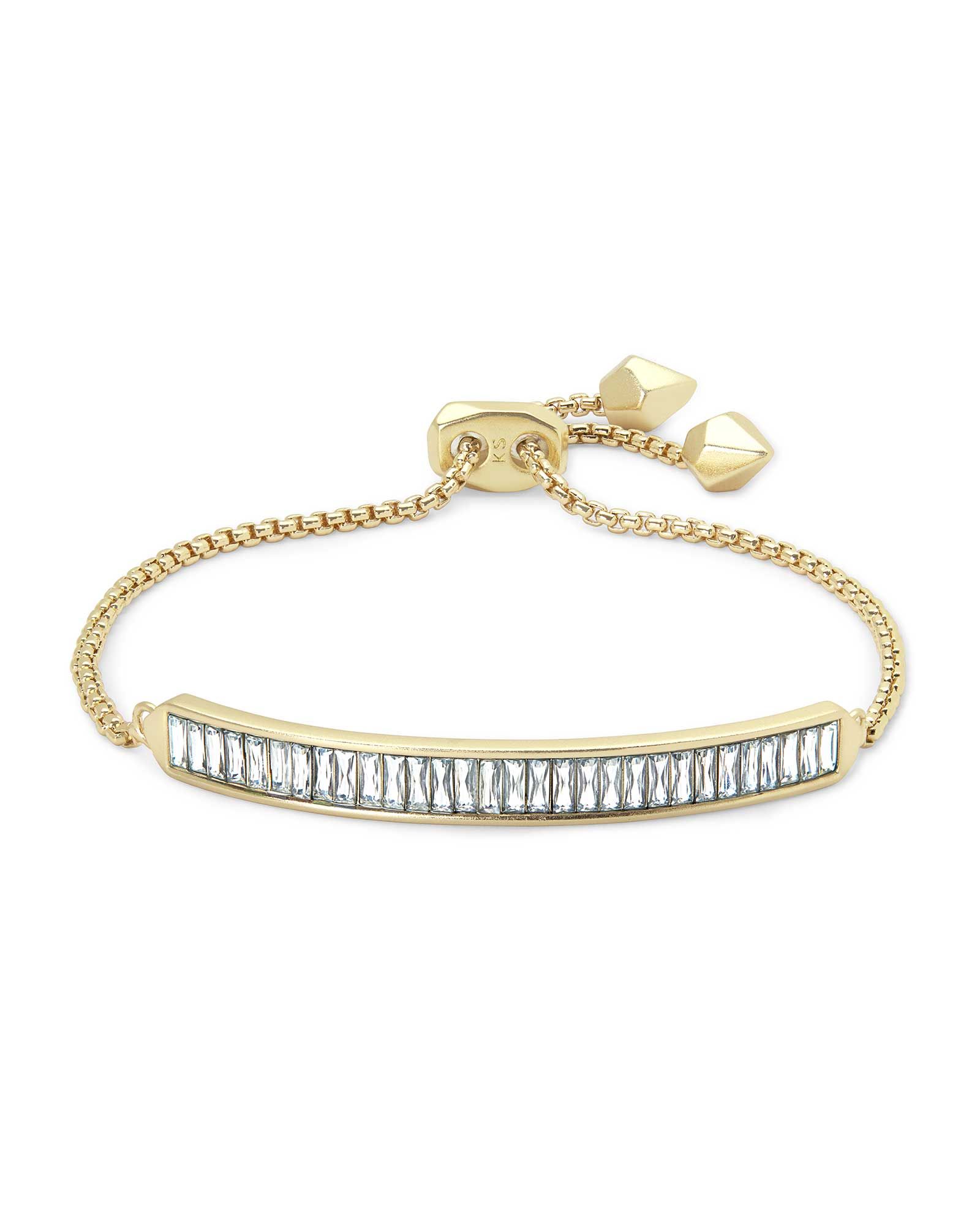 Jack Adjustable Gold Chain Bracelet in White Crystal | Kendra Scott
