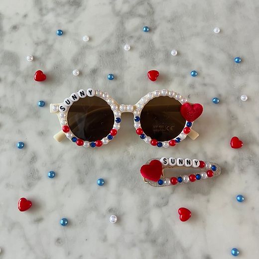 Personalized Red Heart Charm Sunglasses + Clip | Strand.Up | Strand.Up