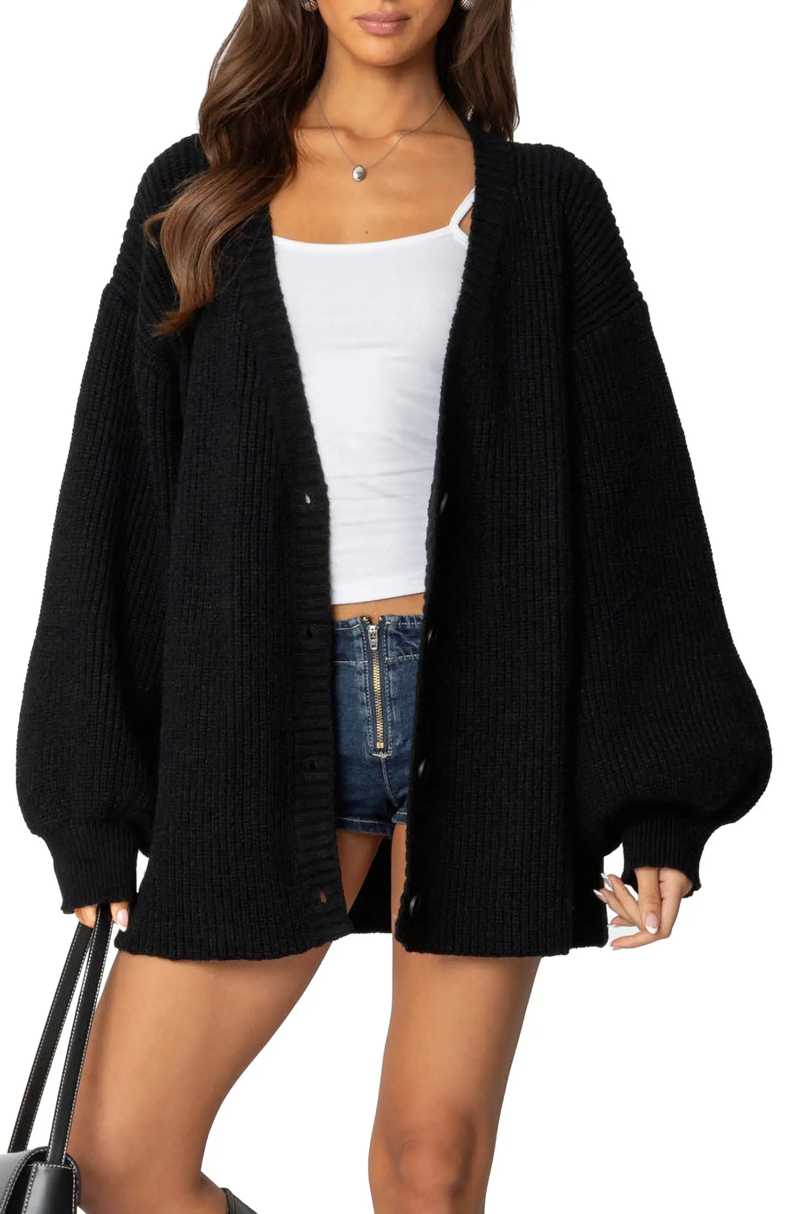 Mathilde Oversize V-Neck Blouson Cardigan | Nordstrom