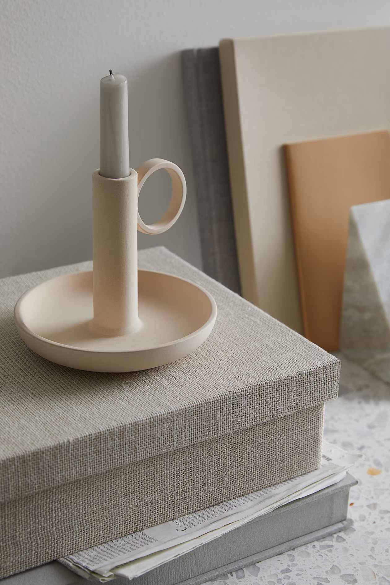 Stoneware candlestick - Light beige - Home All | H&M GB | H&M (UK, MY, IN, SG, PH, TW, HK)