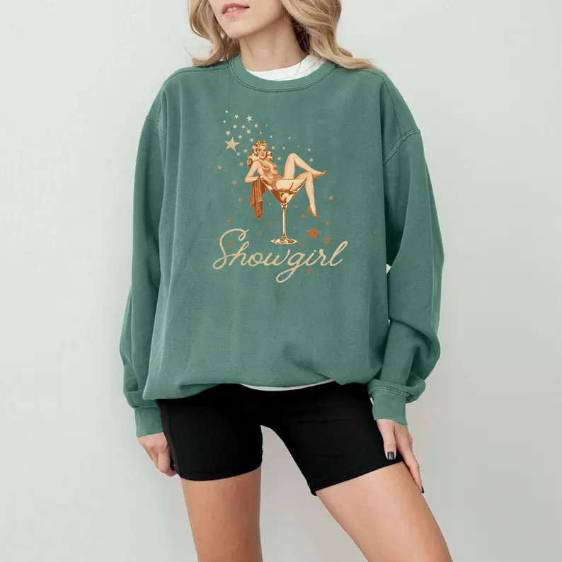 Showgirl | Graphic Sweatshirt | Vintage, Unisex, Gift for Him/Her, Stars, Celestial, Whimsical, G... | Etsy (US)