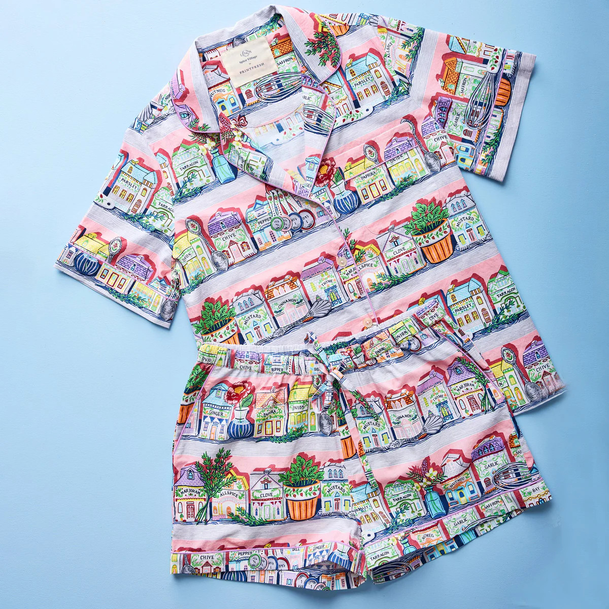 Lenox Spice Village x Printfresh Pink Kitchen Short PJ Set | Lenox