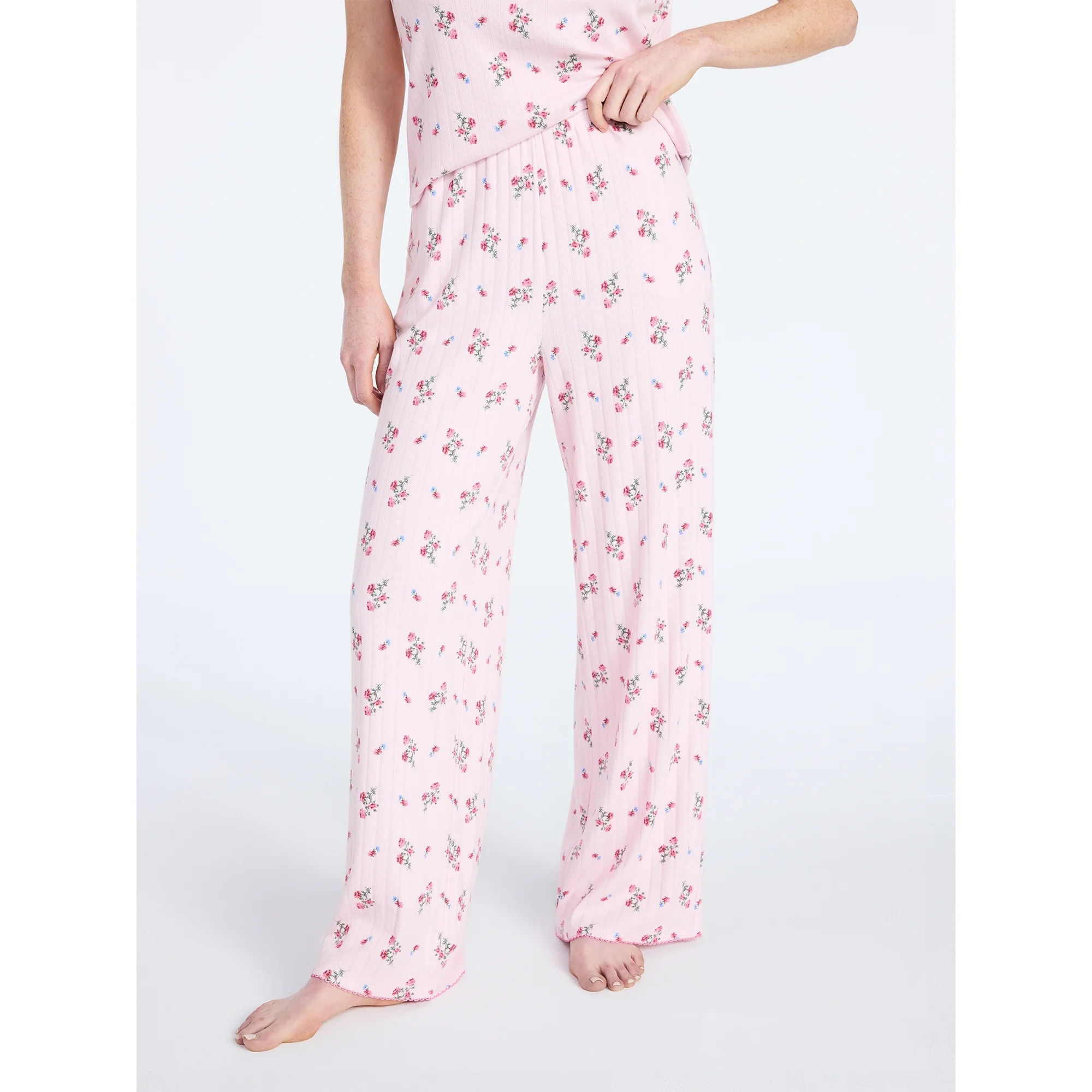 Joyspun Women’s Pointelle Knit Sleepwear Pants, 30'' Inseam, Sizes XS-3X | Walmart (US)